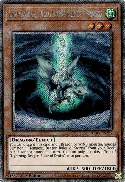 Lightning, Dragon Ruler of Drafts (Platinum Secret Rare) (RA03-EN257) [Quarter Century Bonanza]