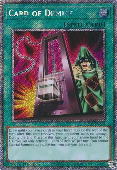 Card of Demise (Platinum Secret Rare) (RA03-EN265) [Quarter Century Bonanza]