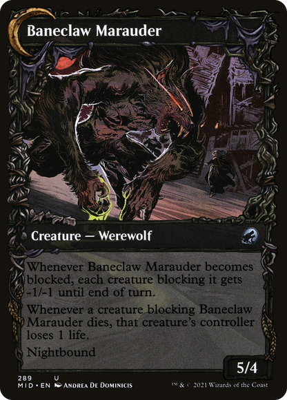 Baneblade Scoundrel (Showcase) (MID-289) - Innistrad: Midnight Hunt: (Showcase, Double Faced Transform) Foil