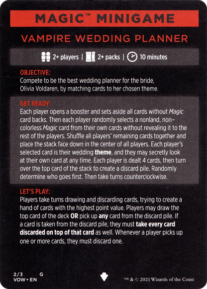 Vampire Wedding Planner // Vampire Wedding Planner (cont'd) (MVOW-002) - Innistrad: Crimson Vow Minigames