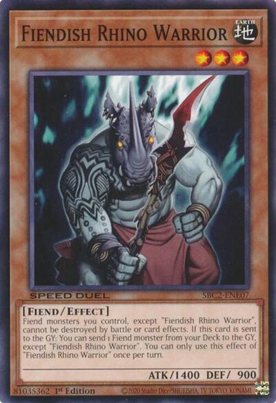 Fiendish Rhino Warrior (SBC2-ENE07) [Speed Duel: Battle City Finals]