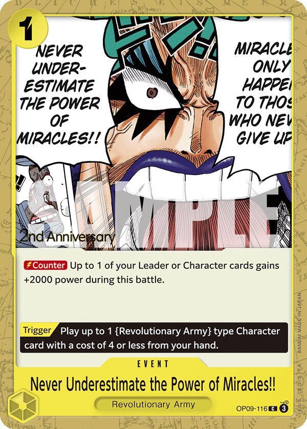 Never Underestimate the Power of Miracles!! (OP09-116) [Emperors in the New World: 2nd Anniversary Tournament Cards]