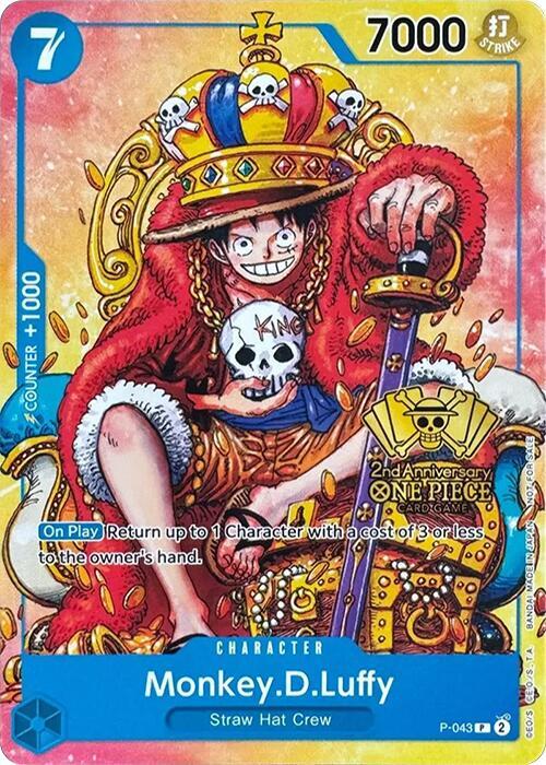 Monkey.D.Luffy (2nd Anniversary Stamped Promo) (P-043) [One Piece Promotion Cards]