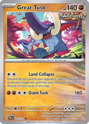 Great Tusk 055/131  - Reverse Holofoil SV Prismatic Evolutions - Uncommon