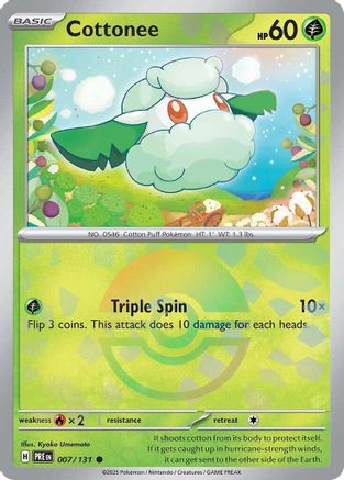 Cottonee (Poke Ball Pattern) 007/131  - Holofoil SV Prismatic Evolutions - Common