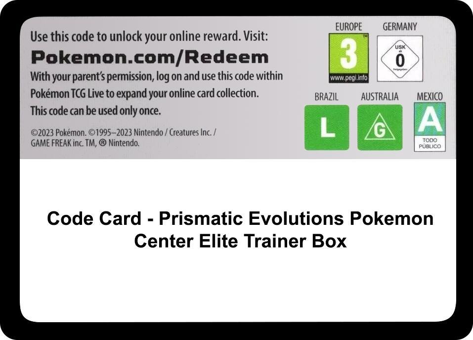 Code Card - Prismatic Evolutions Pokemon Center Elite Trainer Box [SV: Prismatic Evolutions]