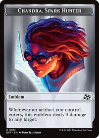 Emblem - Chandra, Spark Hunter // Vehicle Double-Sided Token (13 // 12) [Aetherdrift]