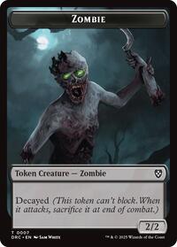 Zombie (0007) // Zombie (0003) Double-Sided Token (7 // 3) [Commander: Aetherdrift]