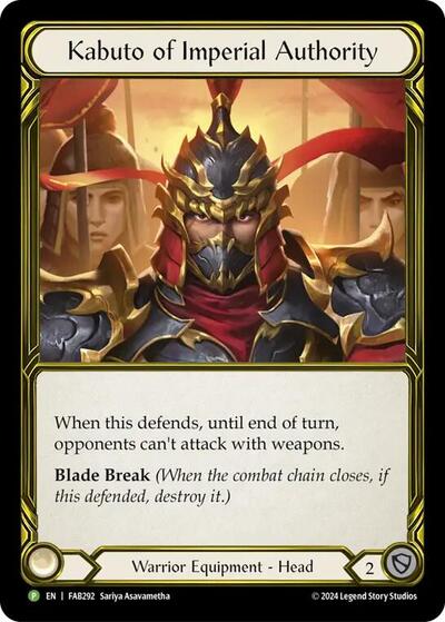 Kabuto of Imperial Authority (Golden) - FAB292 (FAB292) [Flesh and Blood: Promo Cards]