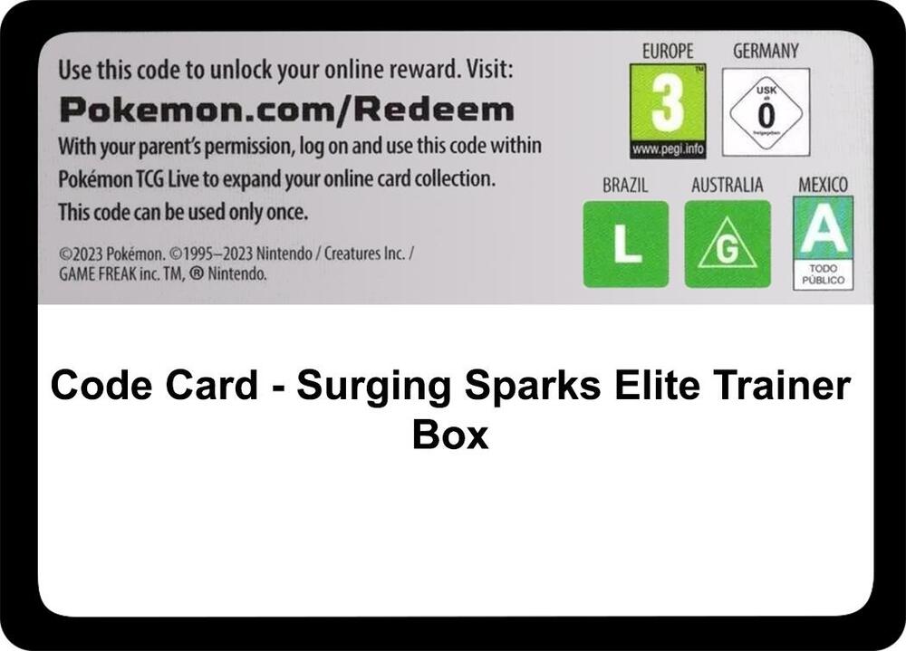 Code Card - Surging Sparks Elite Trainer Box [SV08: Surging Sparks]