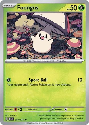 Foongus 010/159  - Reverse Holofoil SV09 Journey Together - Common