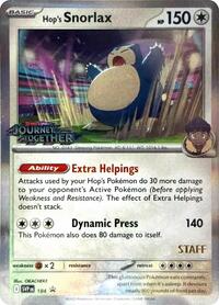 Hop's Snorlax - 184 (Prerelease) [Staff] (184) [SV: Scarlet & Violet Promo Cards]