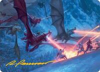 Dragonback Assault Art Card (22/54) (Gold-Stamped Signature) (22) [Art Series: Tarkir: Dragonstorm]