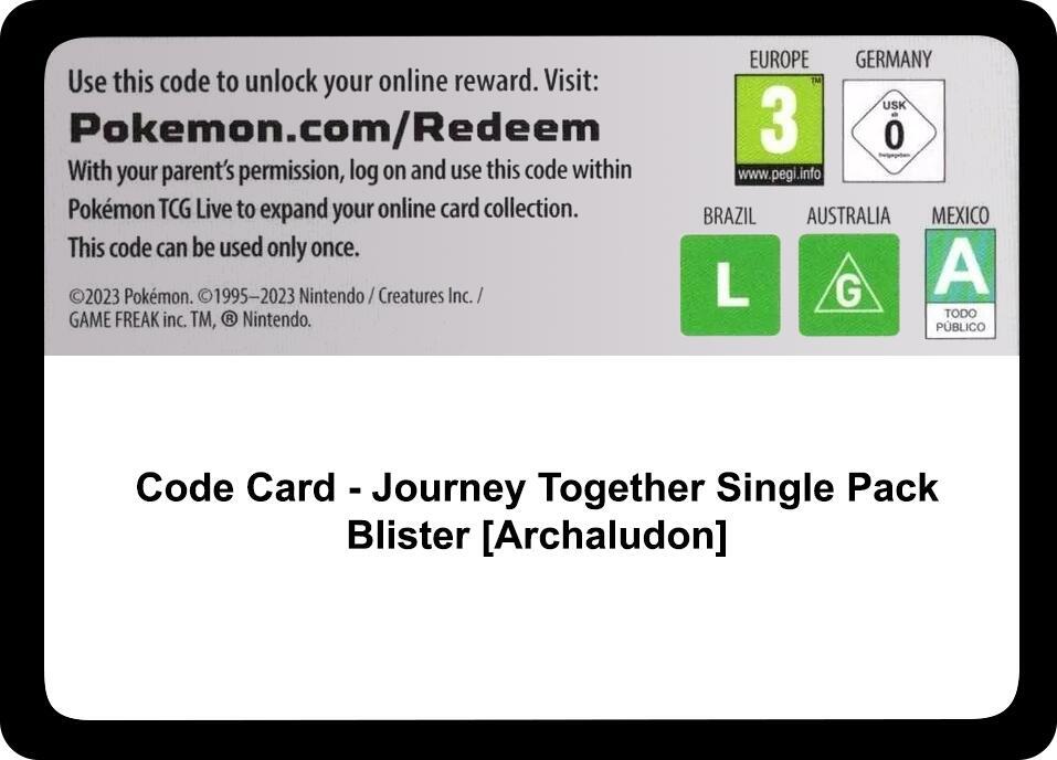 Code Card - Journey Together Single Pack Blister [Archaludon] [SV09: Journey Together]