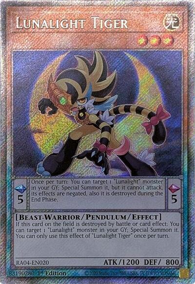 Lunalight Tiger (Platinum Secret Rare) (RA04-EN020) [Quarter Century Stampede]