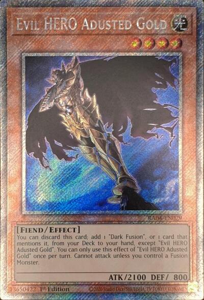 Evil HERO Adusted Gold (Platinum Secret Rare) (RA04-EN029) [Quarter Century Stampede]