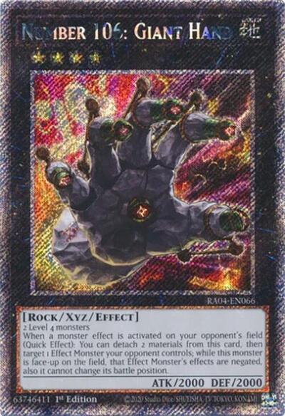 Number 106: Giant Hand (Platinum Secret Rare) (RA04-EN066) [Quarter Century Stampede]