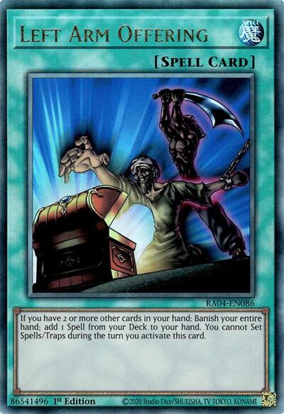 Left Arm Offering (PUR) (RA04-EN086) [Quarter Century Stampede]