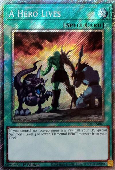 A Hero Lives (Platinum Secret Rare) (RA04-EN087) [Quarter Century Stampede]