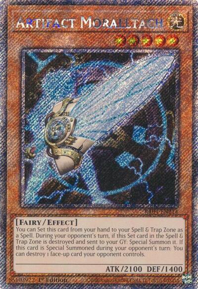 Artifact Moralltach (Platinum Secret Rare) (RA04-EN214) [Quarter Century Stampede]