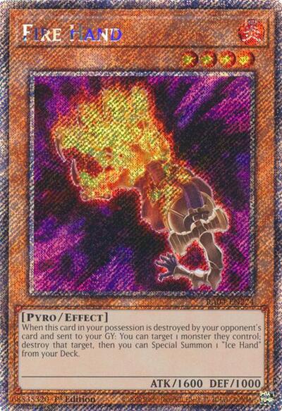 Fire Hand (Platinum Secret Rare) (RA04-EN224) [Quarter Century Stampede]