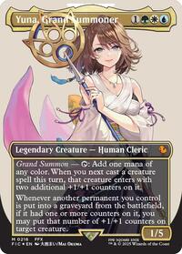Yuna, Grand Summoner (Borderless) (Surge Foil) (216) [Commander: FINAL FANTASY]