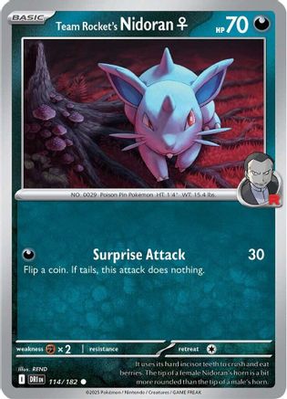 Team Rocket's Nidoran F 114/182  - Reverse Holofoil SV10 Destined Rivals - Common