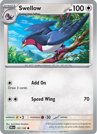 Swellow 157/182  - Reverse Holofoil SV10 Destined Rivals - Common