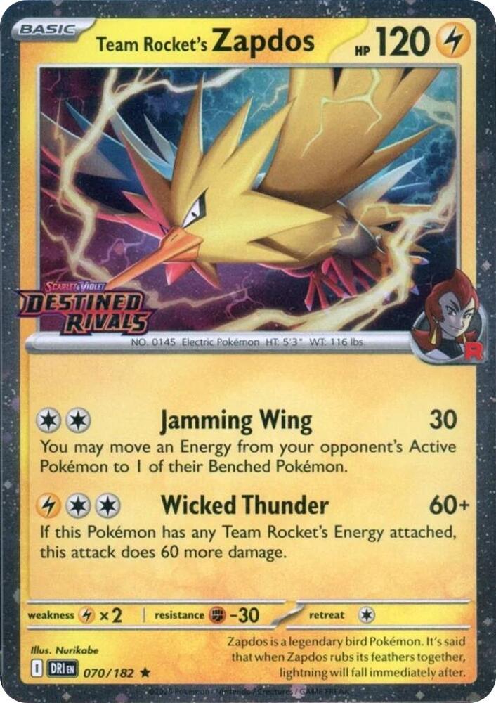 Team Rocket's Zapdos (Destined Rivals Stamp) (070/182) [Miscellaneous Cards & Products]
