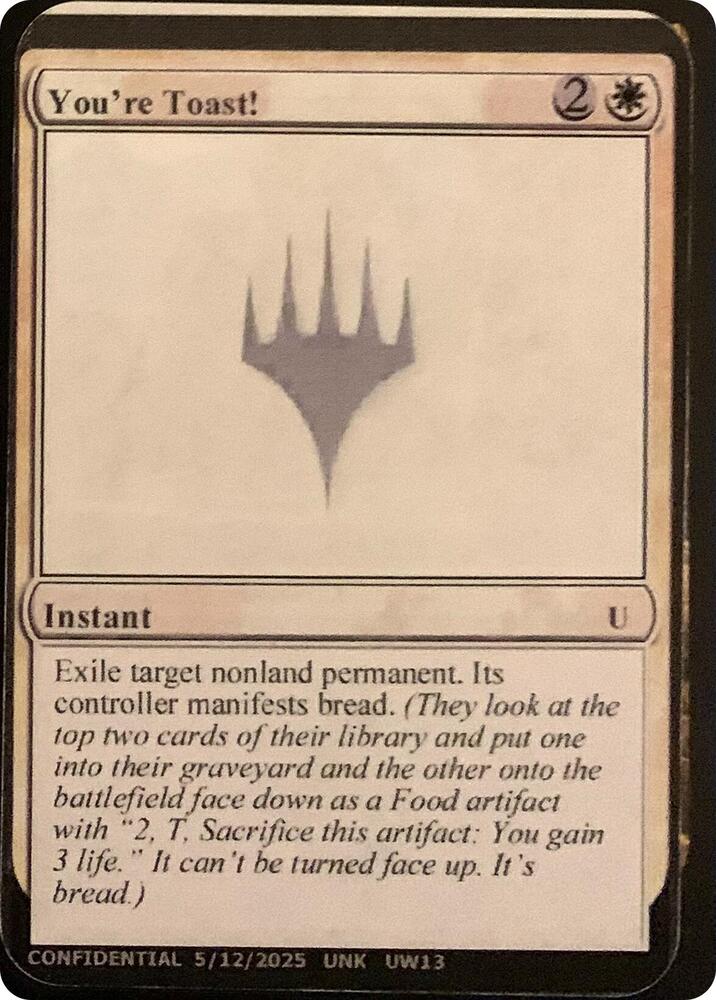 You're Toast! [Un-Known Event Playtest Cards]