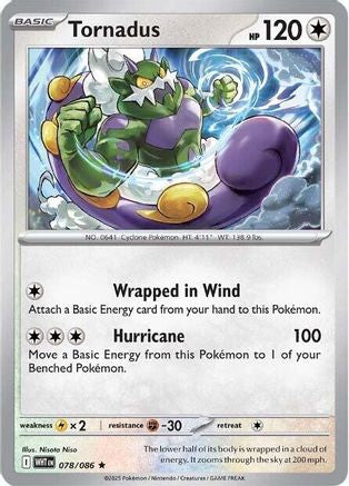 Tornadus 078/086  - Reverse Holofoil SV White Flare - Rare