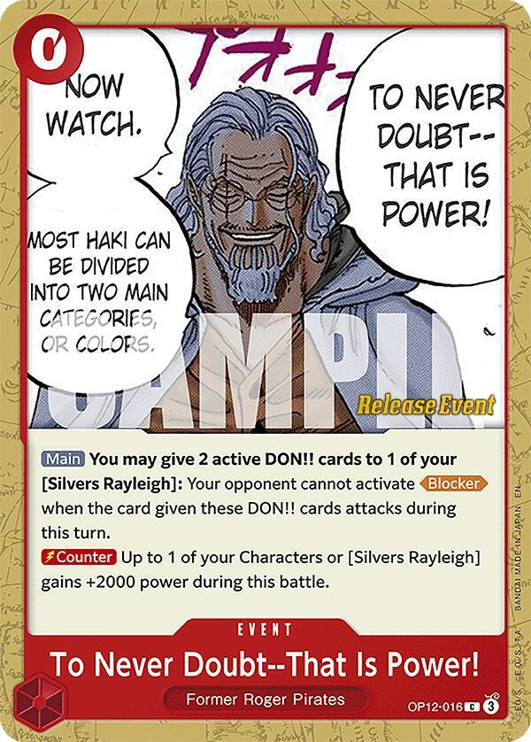 To Never Doubt--That Is Power! (OP12-016) [Legacy of the Master Release Event Cards]