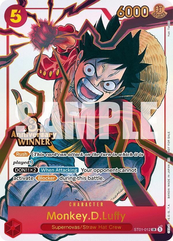 Monkey.D.Luffy - ST01-012 (3rd Anniversary Winner) (ST01-012) [One Piece Promotion Cards]