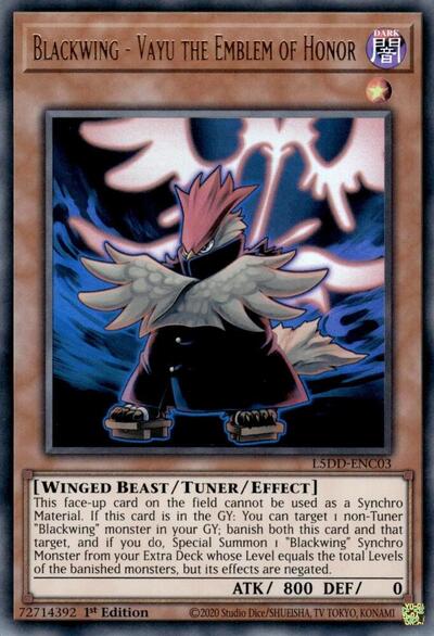 Blackwing - Vayu the Emblem of Honor (L5DD-ENC03) [Legendary 5D's Decks]