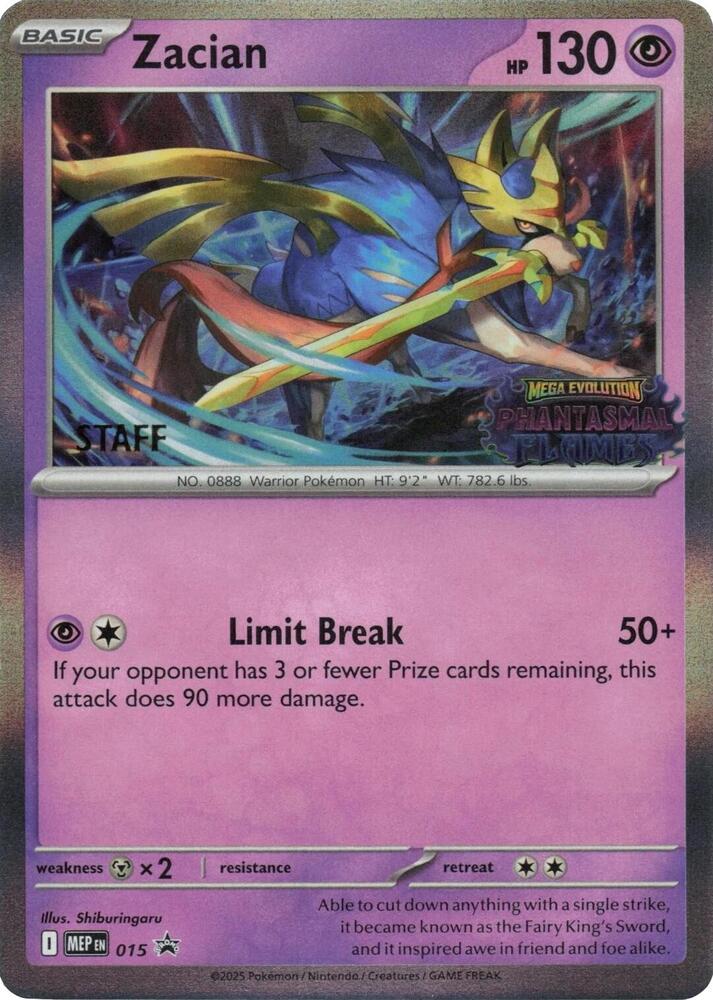 Zacian (Prerelease) [Staff] (015) [ME: Mega Evolution Promo]