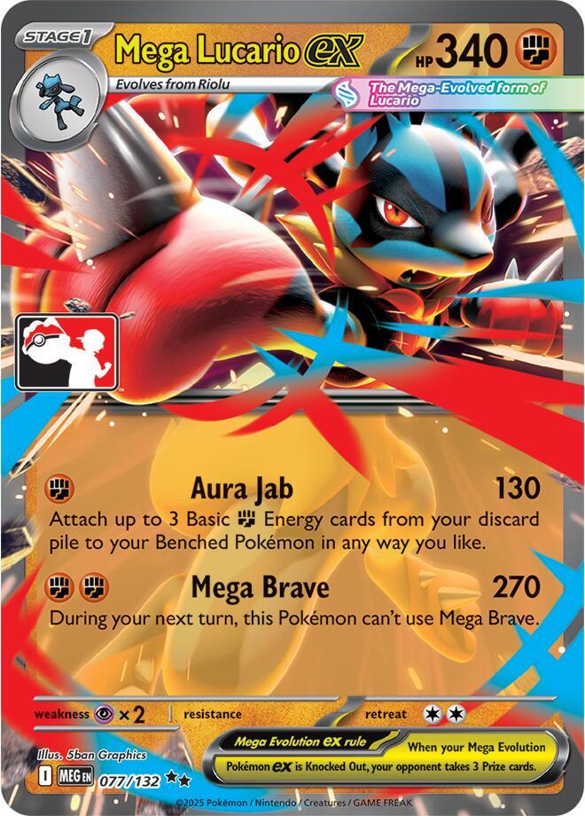 Mega Lucario ex - 077/132 (077/132) [Prize Pack Series Cards]