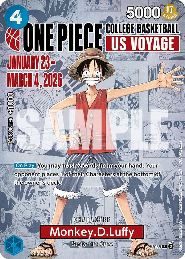 Monkey.D.Luffy (055) (College Basketball US Voyage) (P-055) [One Piece Promotion Cards]