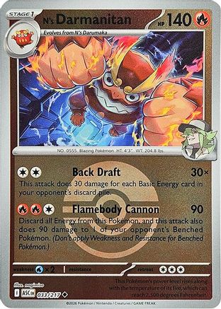 N's Darmanitan (Poke Ball) 033  - Reverse Holofoil ME Ascended Heroes - Uncommon