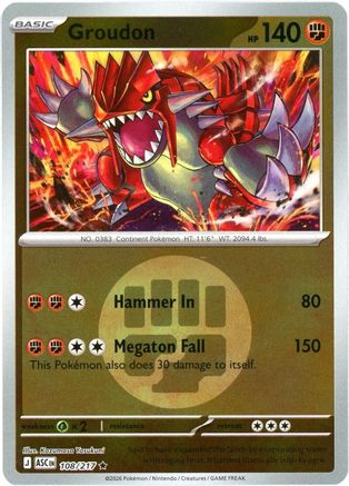 Groudon (Energy Symbol Pattern) 108  - Reverse Holofoil ME Ascended Heroes - Rare