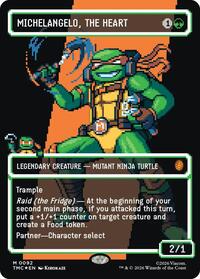 Michelangelo, the Heart (0092) (Borderless) (Surge Foil) (92) [Commander: Teenage Mutant Ninja Turtles]