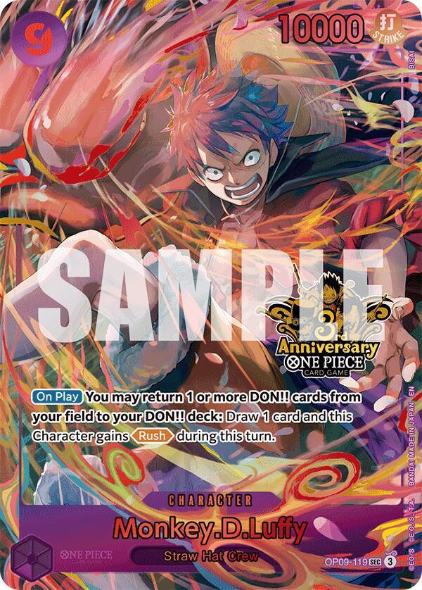 Monkey.D.Luffy (Japanese Version 3rd Anniversary Set) (OP09-119) [One Piece Promotion Cards]