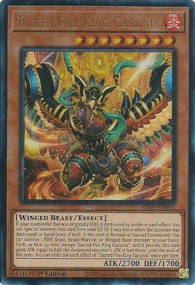 Sacred Fire King Garunix (Ultimate Rare) (RA05-EN031) [Rarity Collection 5]