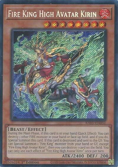 Fire King High Avatar Kirin (Secret Rare) (RA05-EN032) [Rarity Collection 5]