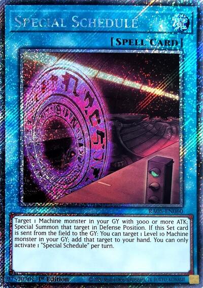 Special Schedule (Platinum Secret Rare) (RA05-EN060) [Rarity Collection 5]
