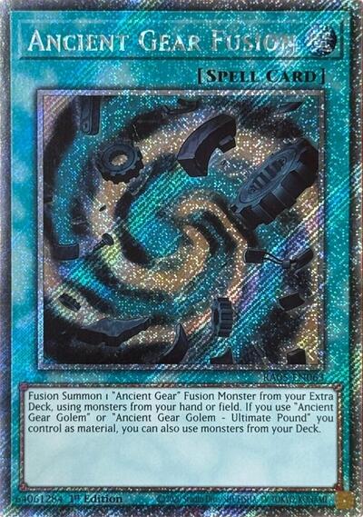 Ancient Gear Fusion (Platinum Secret Rare) (RA05-EN063) [Rarity Collection 5]