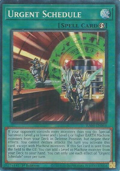 Urgent Schedule (Collector's Rare) (RA05-EN064) [Rarity Collection 5]