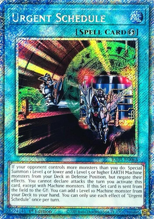 Urgent Schedule (Platinum Secret Rare) (RA05-EN064) [Rarity Collection 5]