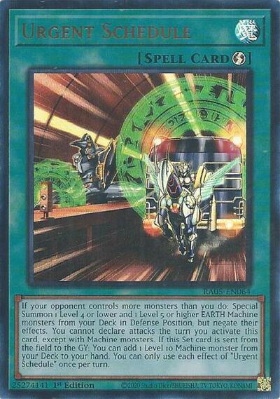 Urgent Schedule (Ultra Rare) (RA05-EN064) [Rarity Collection 5]