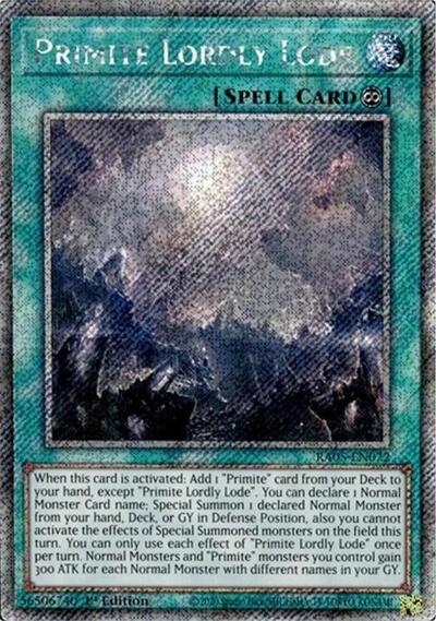 Primite Lordly Lode (Platinum Secret Rare) (RA05-EN072) [Rarity Collection 5]