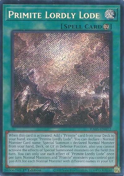 Primite Lordly Lode (Secret Rare) (RA05-EN072) [Rarity Collection 5]